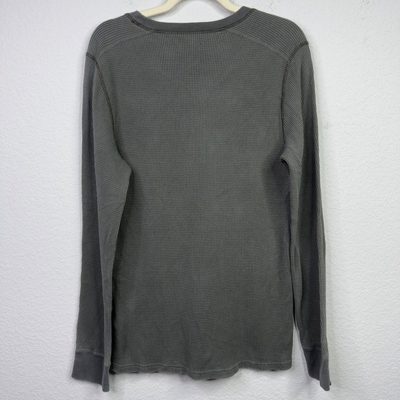 Wallace & Barnes Waffle Knit Shirt Mens L Grey Long Sleeve Crew Thermal Grunge - Picture 2 of 10